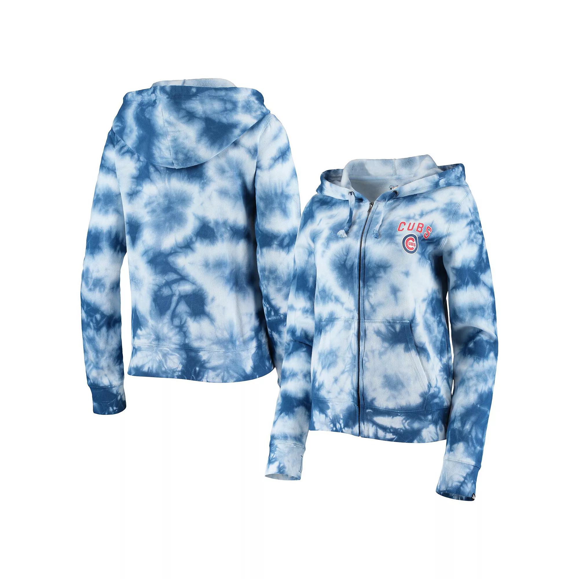 Women's New Era Royal Chicago Cubs Tie-Dye Fleece Full-Zip Hoodie,  Product Image