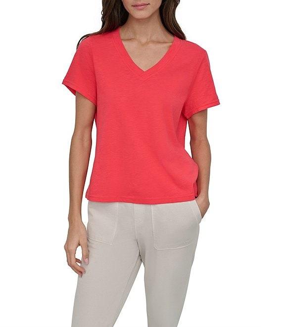 DKNY Sport by Donna Karen V-Neck Short Sleeve Slub Tee Product Image