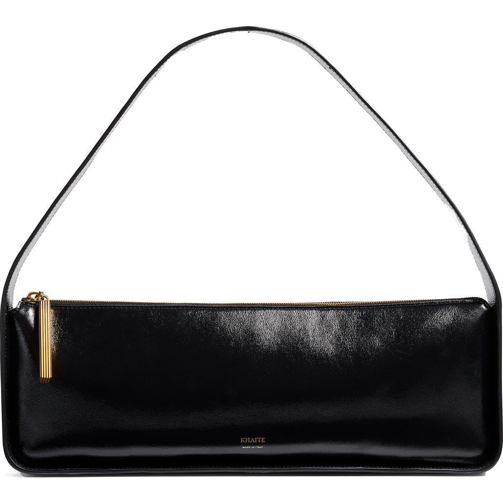 KHAITE Lori Crackle Patent Leather Shoulder Bag In Black Product Image