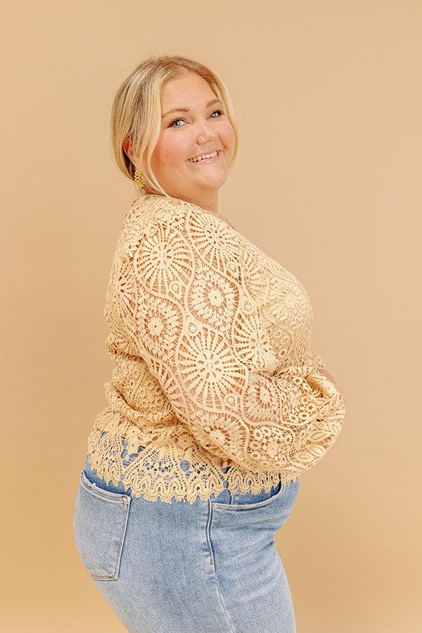 It's In The Details Crochet Top in Beige Curves Product Image