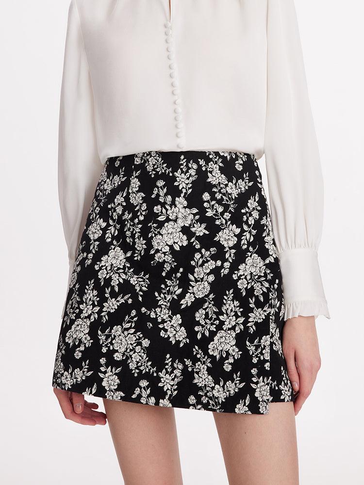 Camellia Jacquard A-Line Women Mini Skirt Product Image