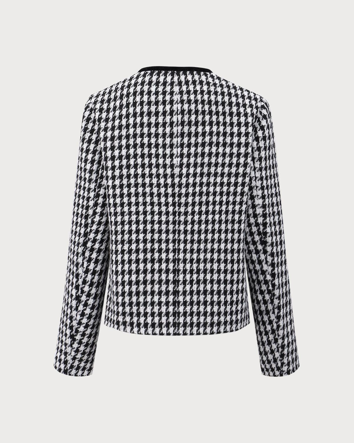 Black Single-Breasted Pocket Tweed Jacket Product Image