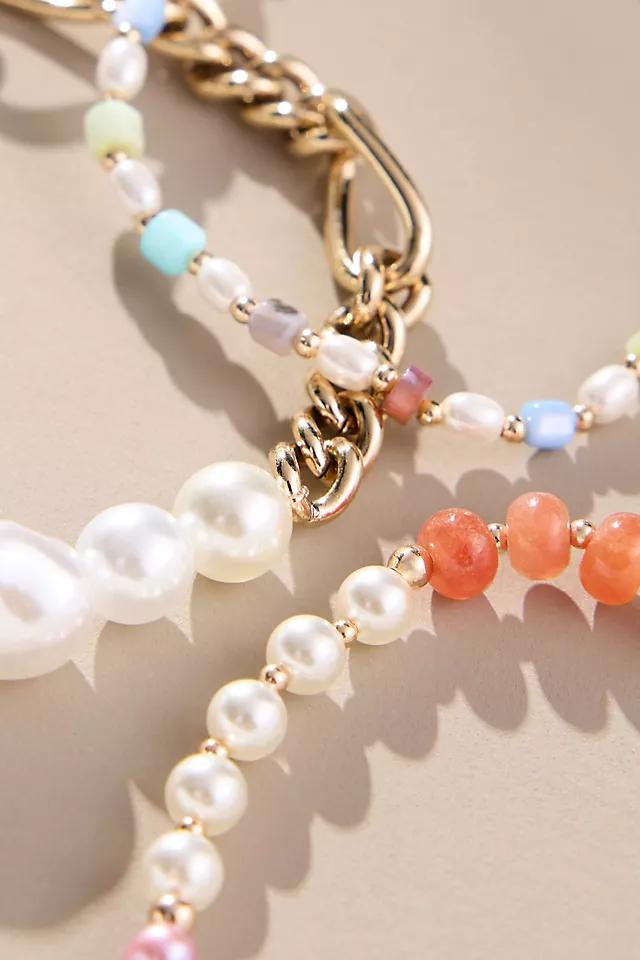 Mixed Beaded Stretch Bracelets, Set of 3 Product Image
