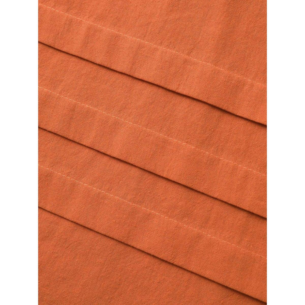 Plus Size Cotton Lace Stretchy Waist Pockets Midi Dress OrangeRed Women Square Neck Short sleeve Curvy BloomChic 28/5X Product Image