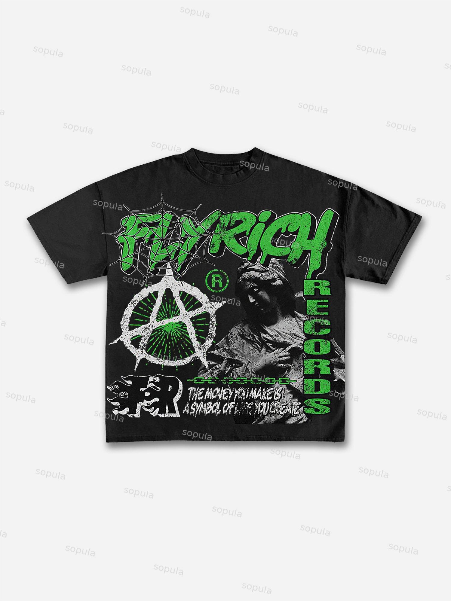 Y2k Vintage Flyrich 2019 World Graphic Cotton T-Shirt Product Image