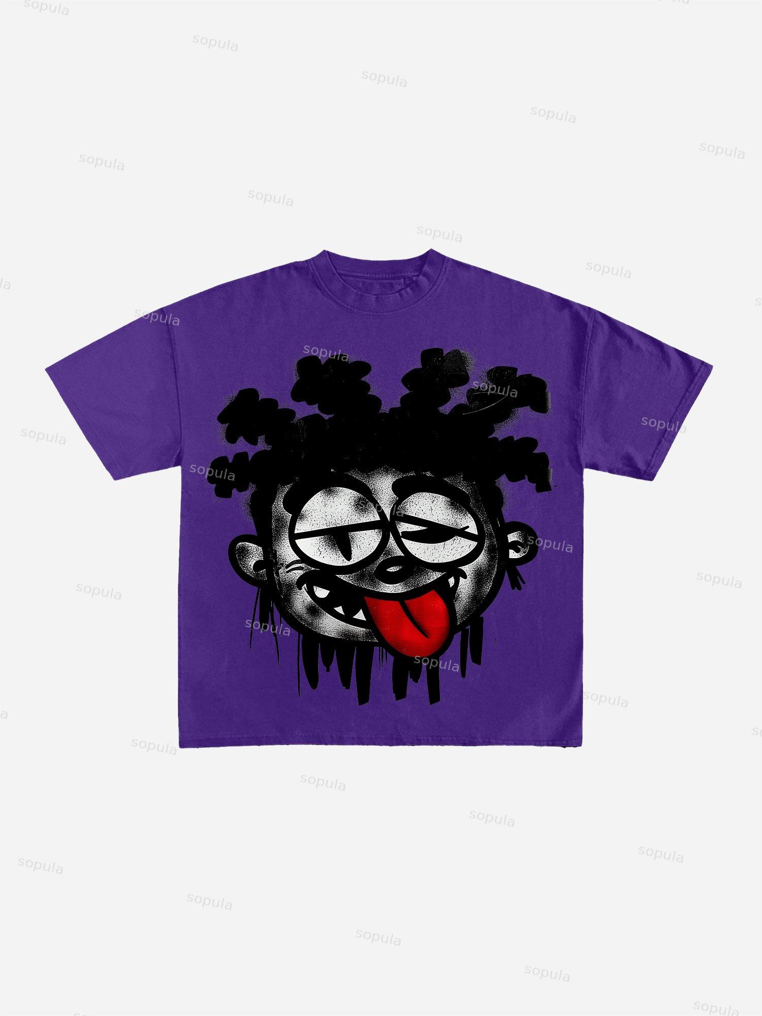 Vintage Big Face Graphic Cotton T-shirt Product Image