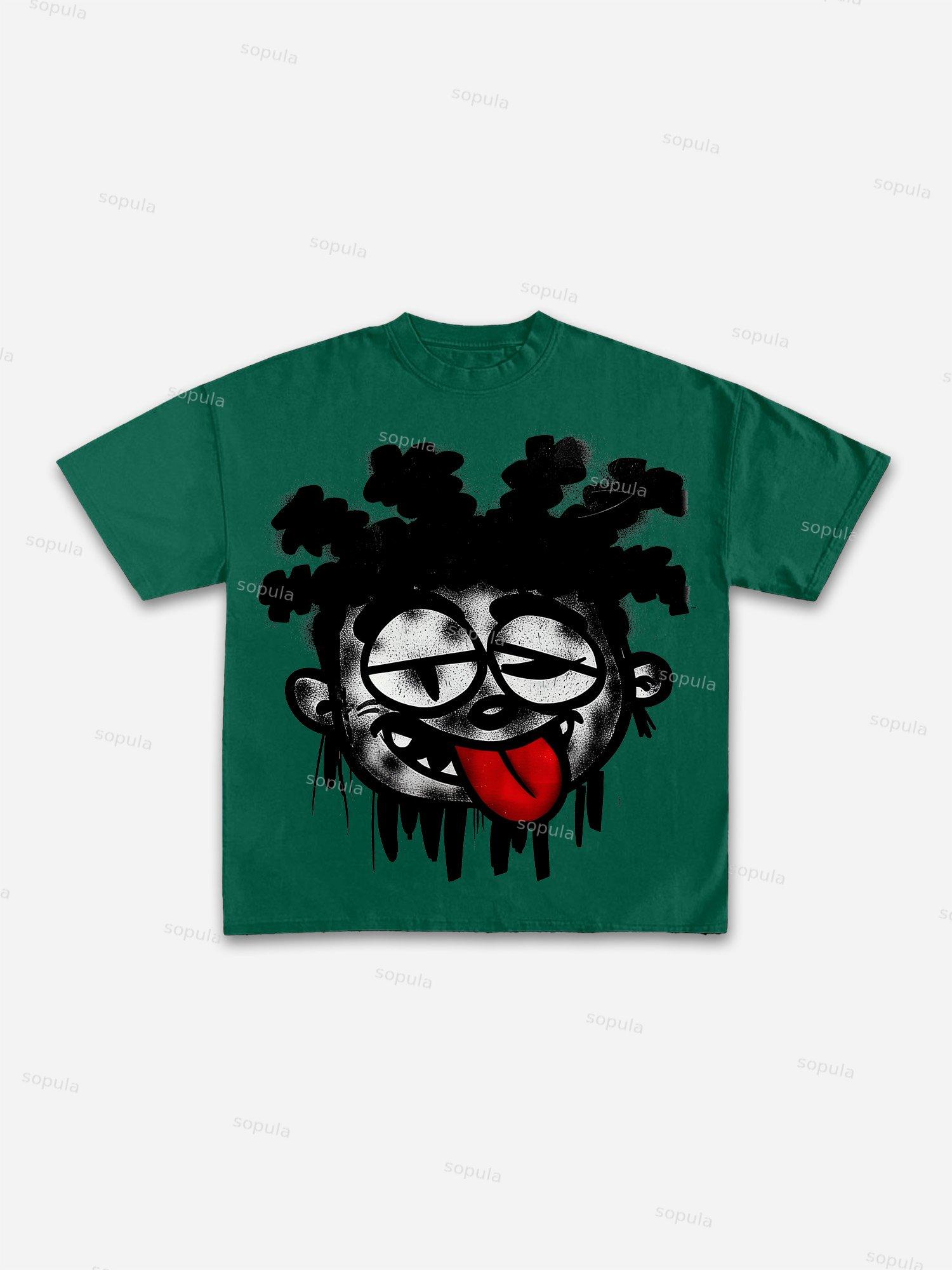 Vintage Big Face Graphic Cotton T-shirt Product Image