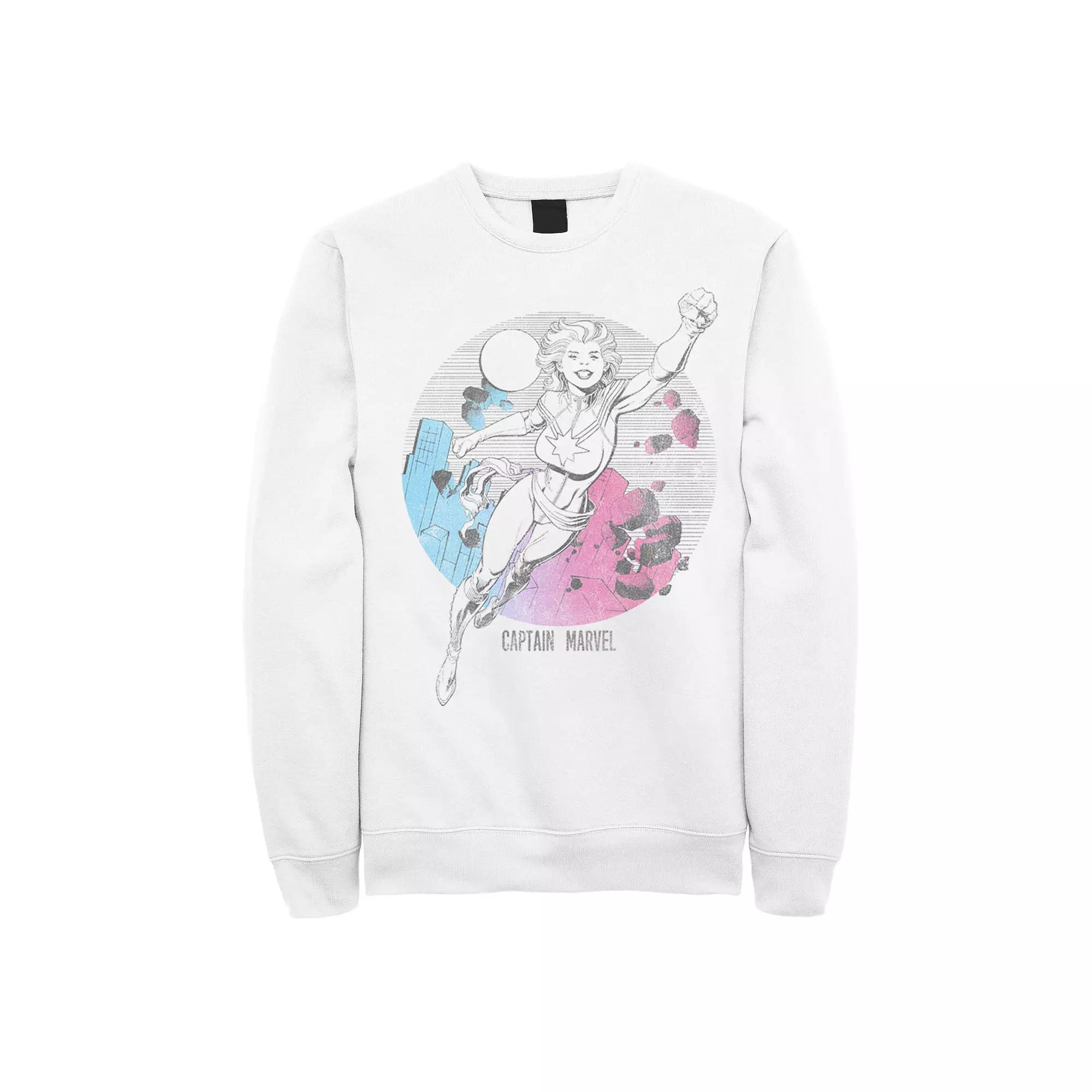 Men's Captain Marvel Comic Skyline Portrait Sweatshirt,  Product Image