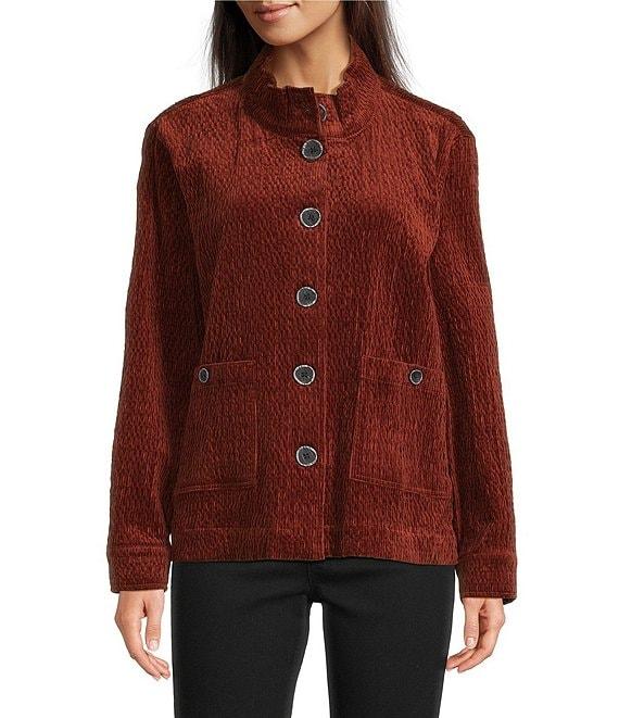 Ali Miles Point Collar Long Sleeve Button Front Jacket Product Image
