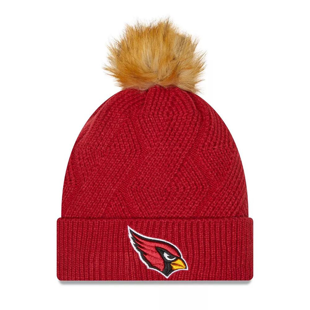 Women's New Era Cardinal Arizona Cardinals Snowy Cuffed Knit Hat with Pom, Red Product Image