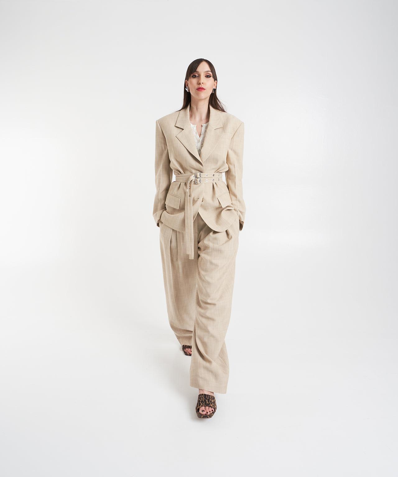 Wide leg pants with pleats Product Image
