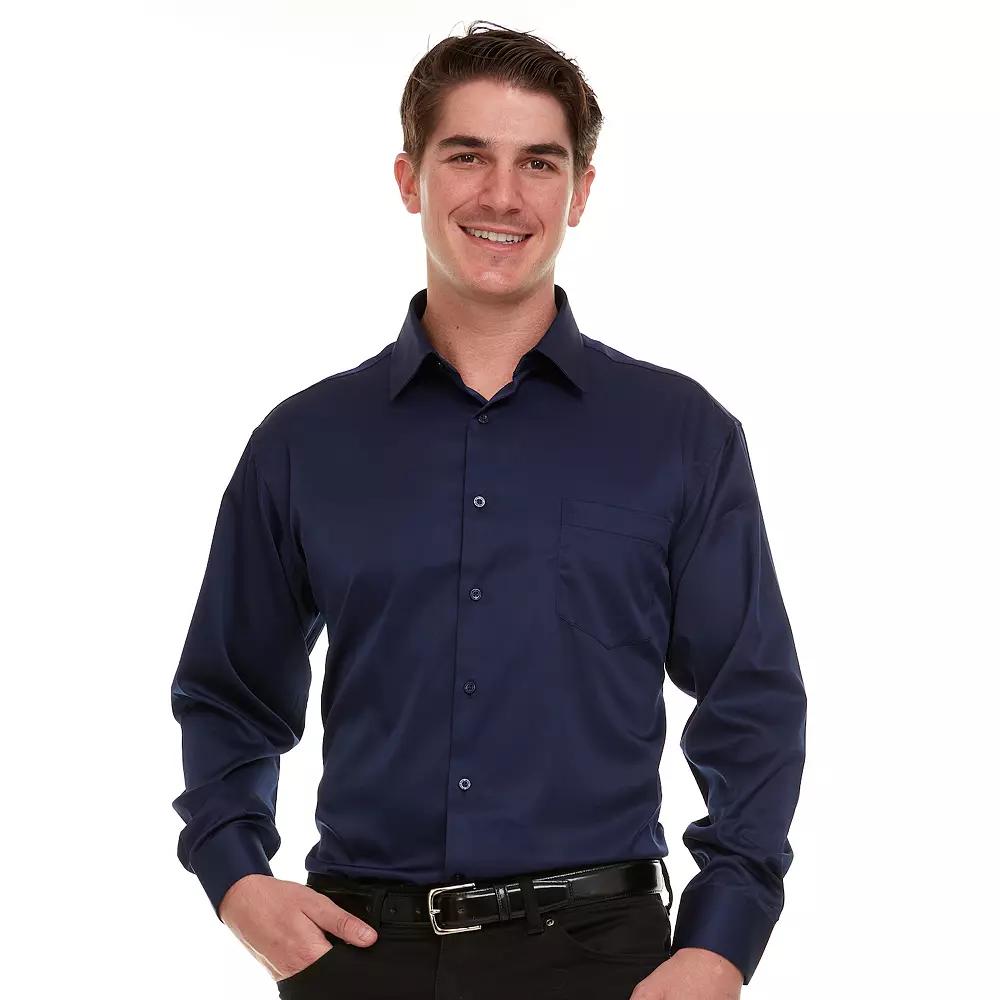 Men's Geoffrey Beene Regular-Fit Sateen Stretch Dress Shirt, Size: 15.5-34/35, Space Blue Product Image