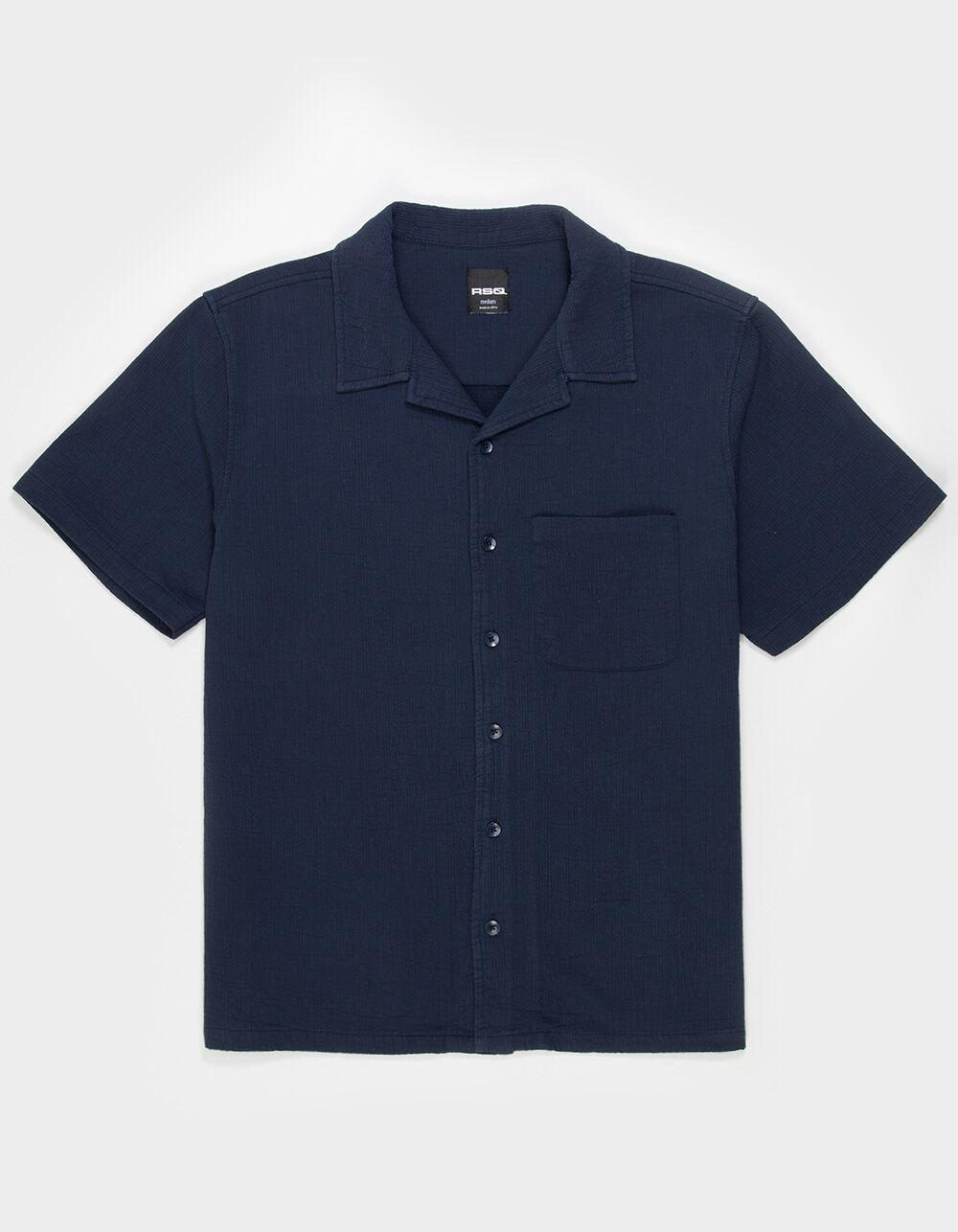 RSQ Mens Solid Texture Camp Shirt - NAVY Product Image