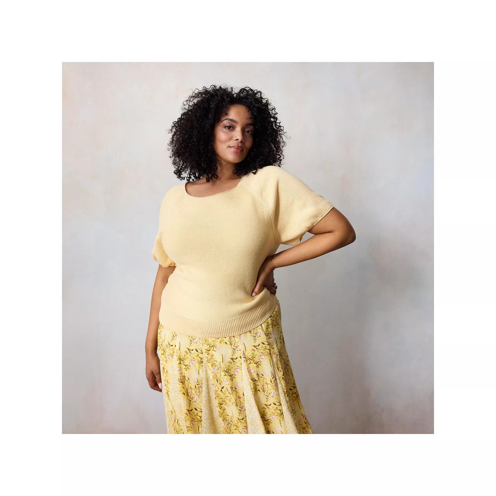 Plus Size LC Lauren Conrad Short Sleeve Knit Sweater Tee, Women's, Size: 1XL, Pierust Product Image