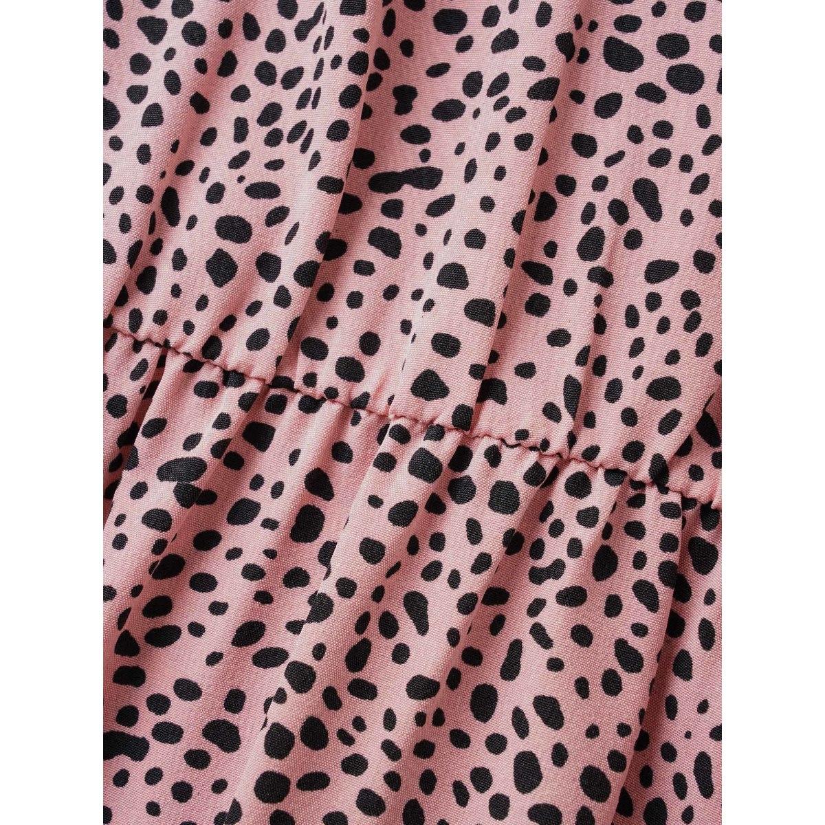 Plus Size Asymmetrical Polka Dot Tie Knot Midi Dress Beanpastepowder Women Elegant Tie knot Ribbon-tied collar Cap Sleeve Curvy BloomChic 30/6X Product Image