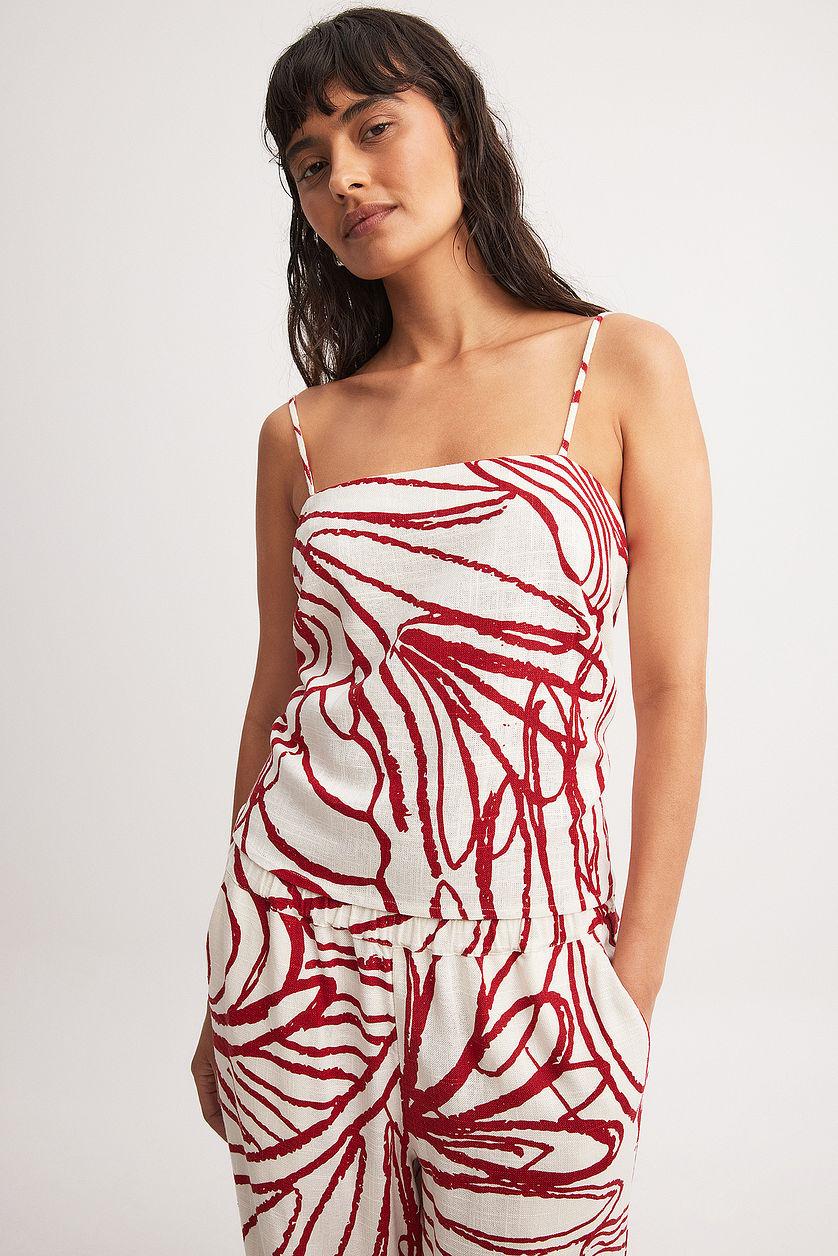 Open Back Linen Blend Strap Top Product Image