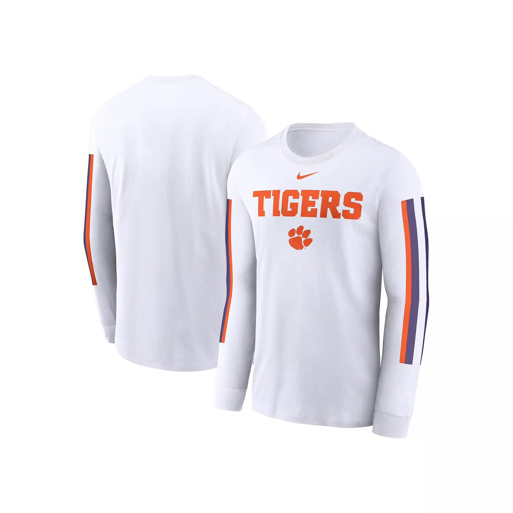 Men's Nike White Clemson Tigers Local Spirit Slogan Long Sleeve T-Shirt, Size: Medium Product Image