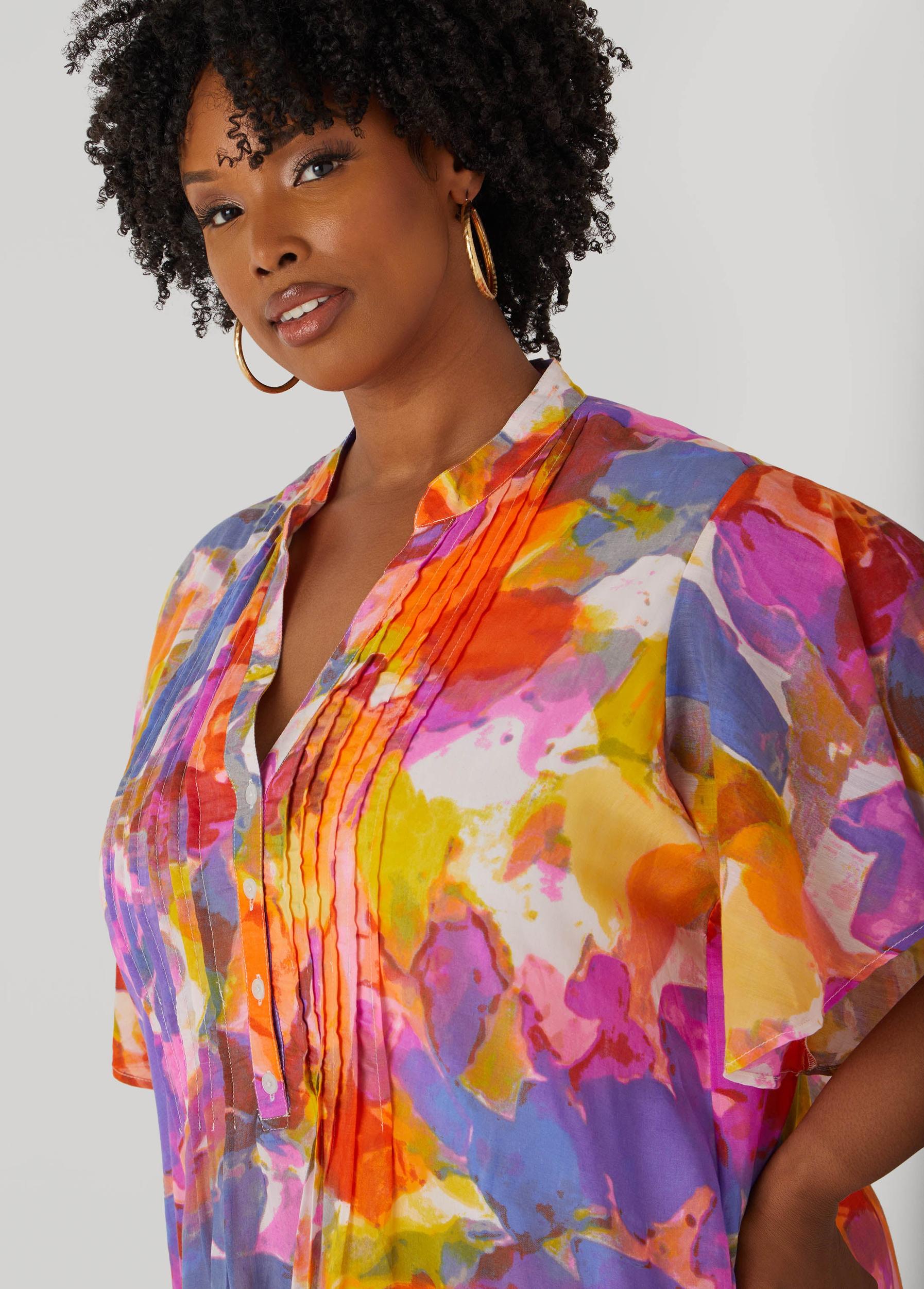 Pleated Watercolor Maxi Dress Product Image