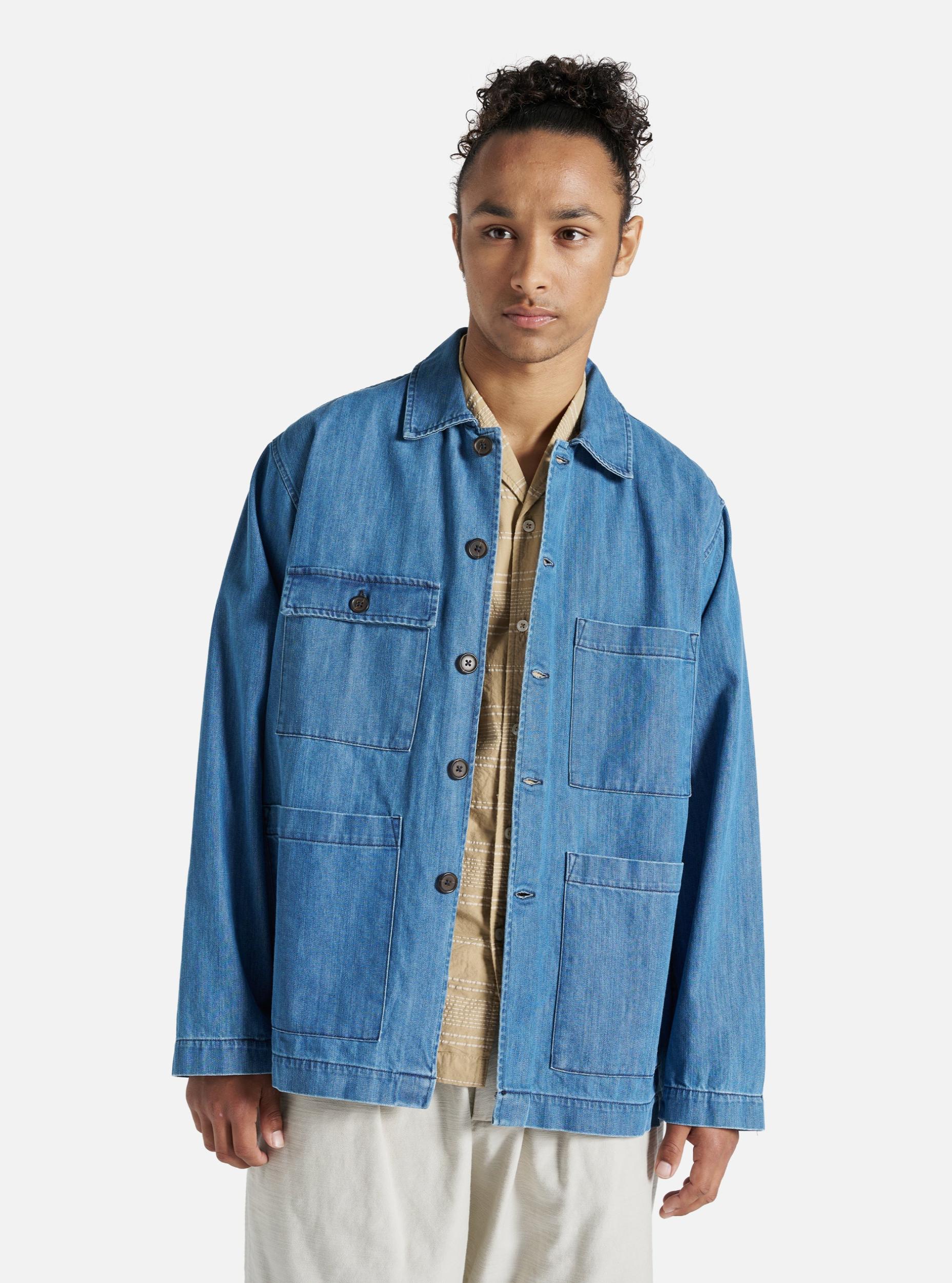 Universal Works Dockside Jacket in Indigo 9oz Recycled Denim Product Image