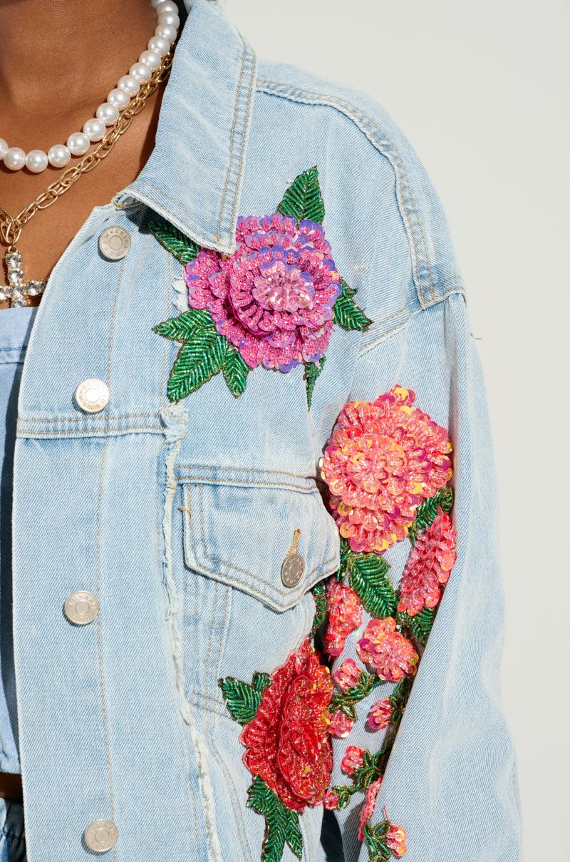 GARDEN OF EDEN EMBELLISHED DENIM JACKET Product Image