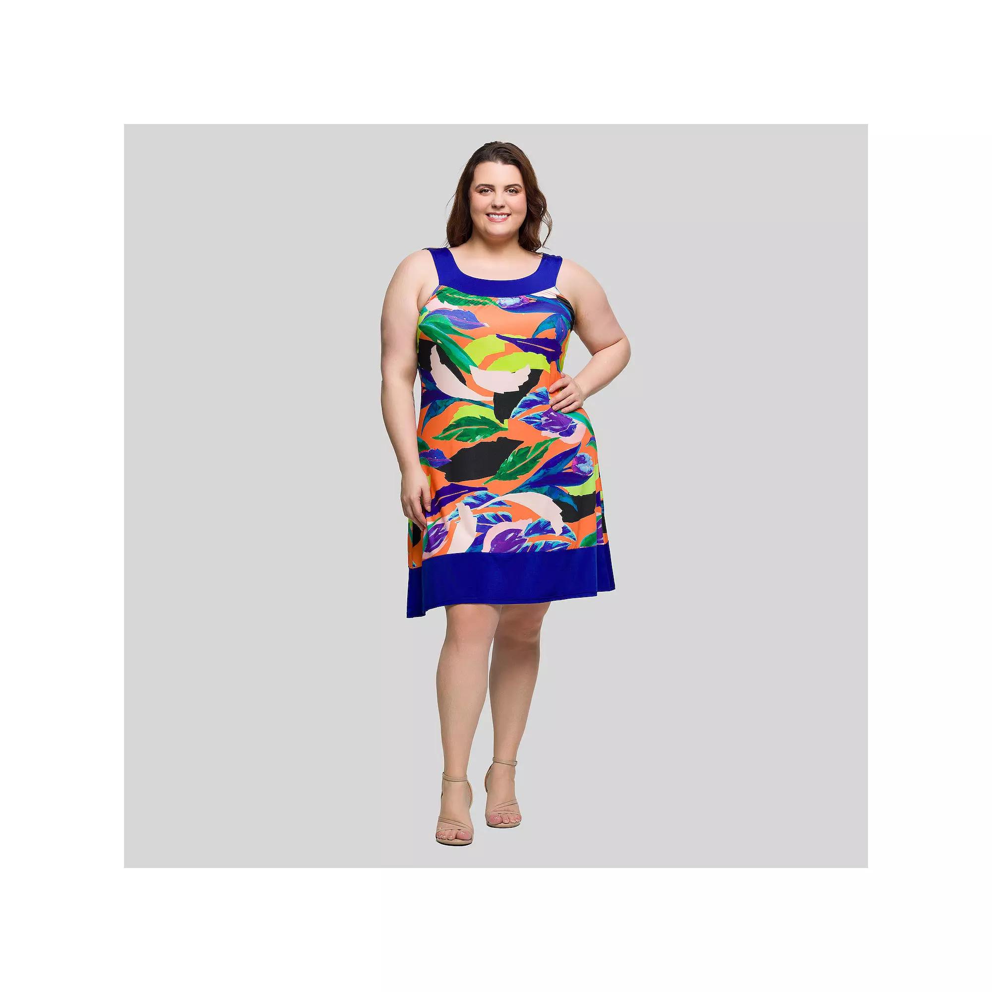 Plus Size 24Seven Comfort Apparel Scoop Neck Sleeveless Knee Length Dress, Women's, Size: 2XL, Purple Team Product Image