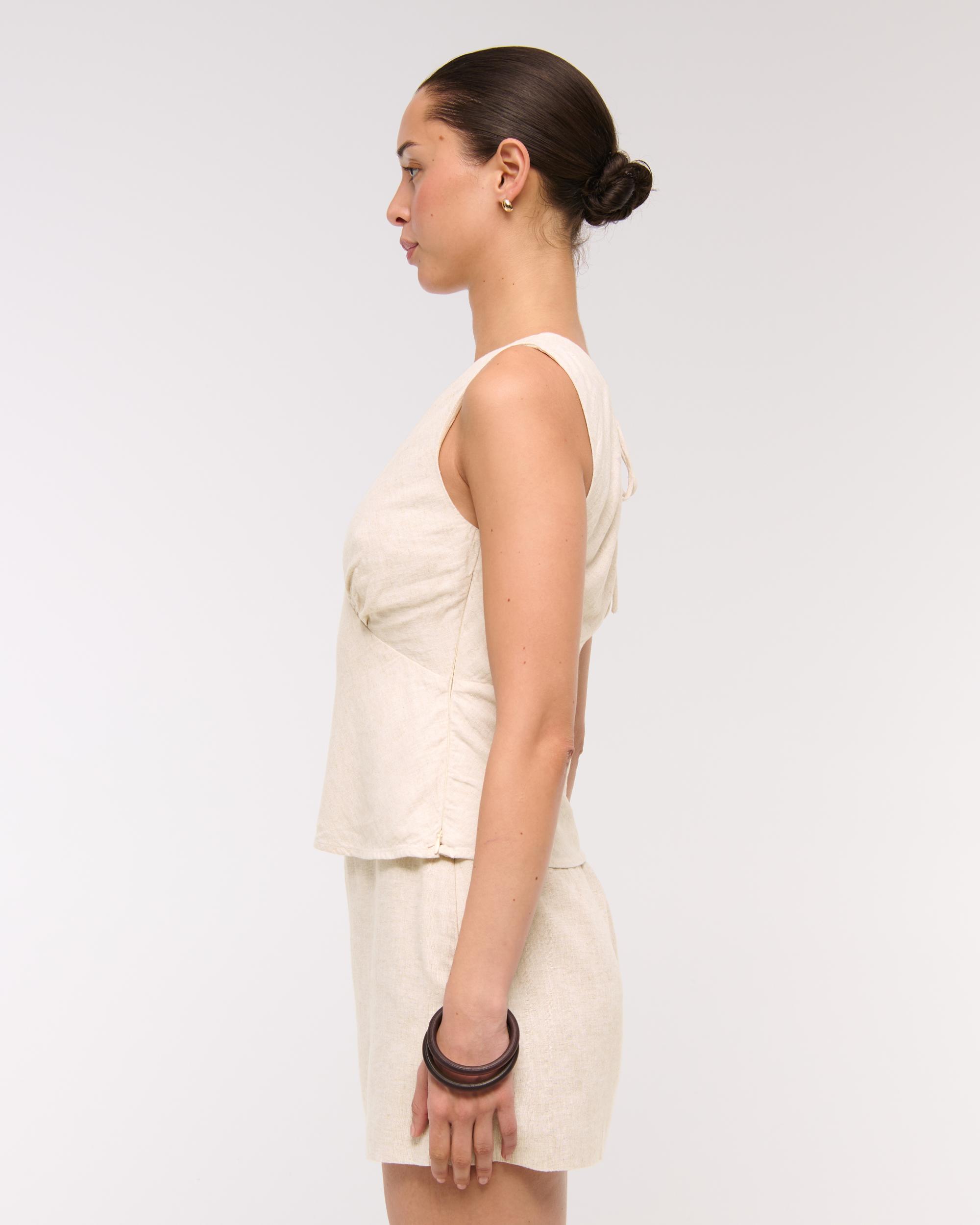  Linen-Blend Tie-Back Set Top Product Image