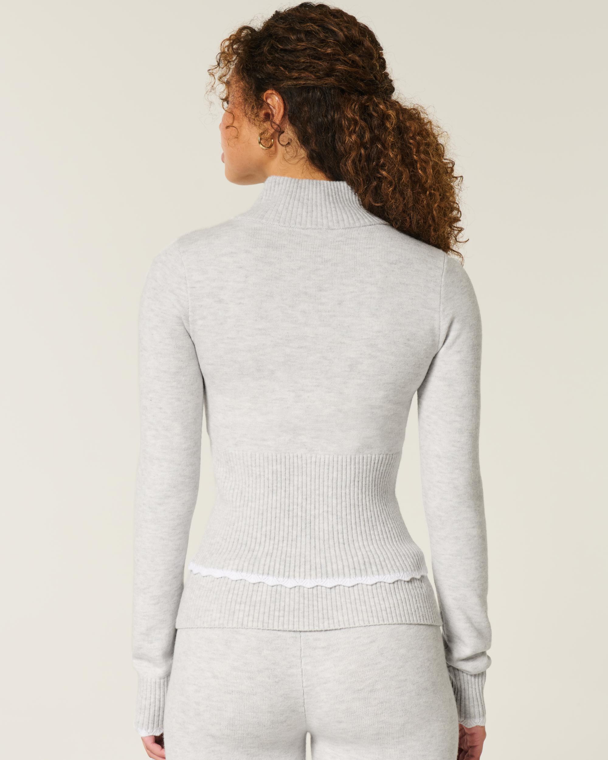 Gilly Hicks Scallop Hem Zip-Up Sweater Product Image