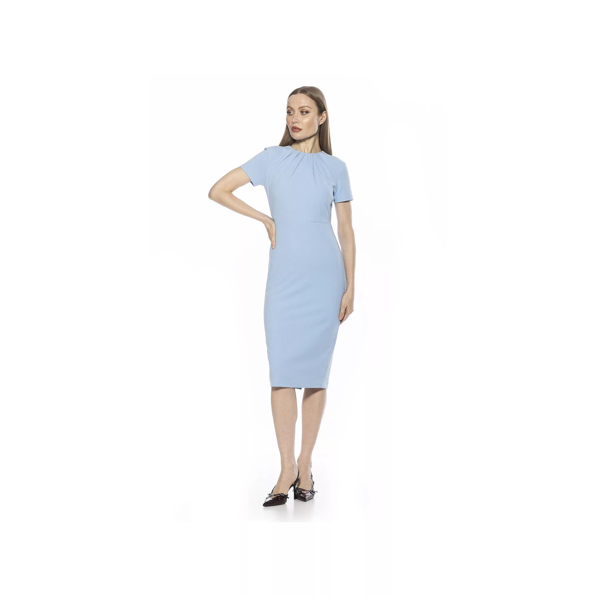 Women's ALEXIA ADMOR Quinn Draped-Neck Midi Sheath Dress,  Product Image