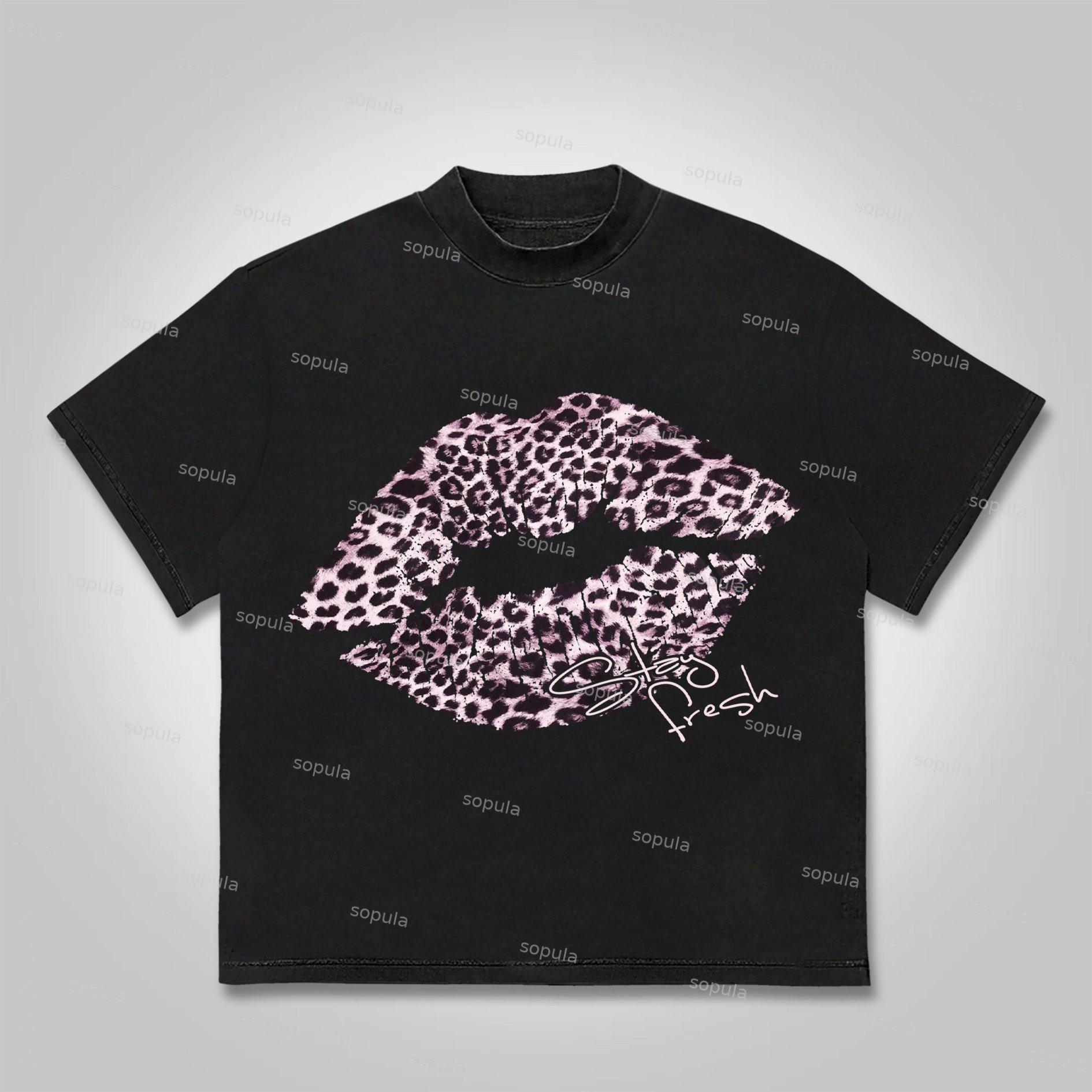 Sopula No. 69 Leopard Lips Graphic Cotton T-shirt Product Image
