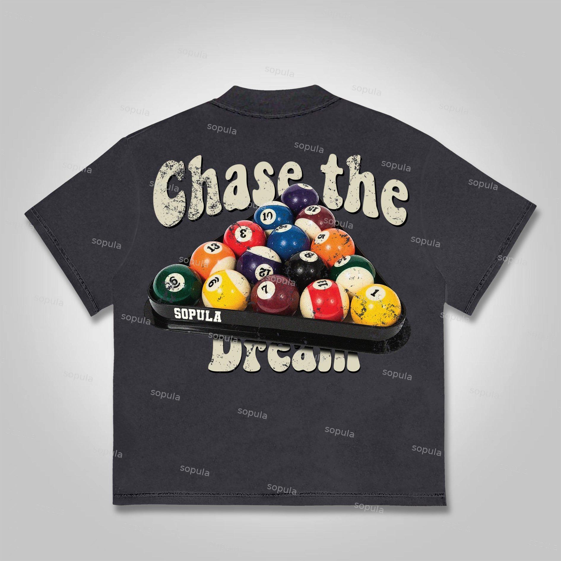 Sopula Chase The Dream Vintage Billiards Graphics Cotton T-Shirt Product Image