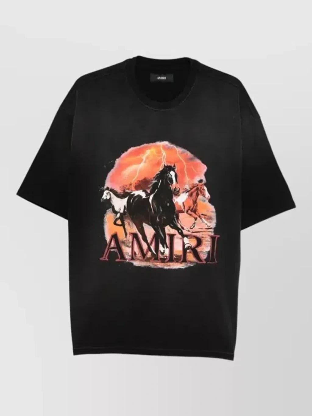 AMIRI Graphic Print Oversized Crewneck T-shirt Shirt In Black Product Image