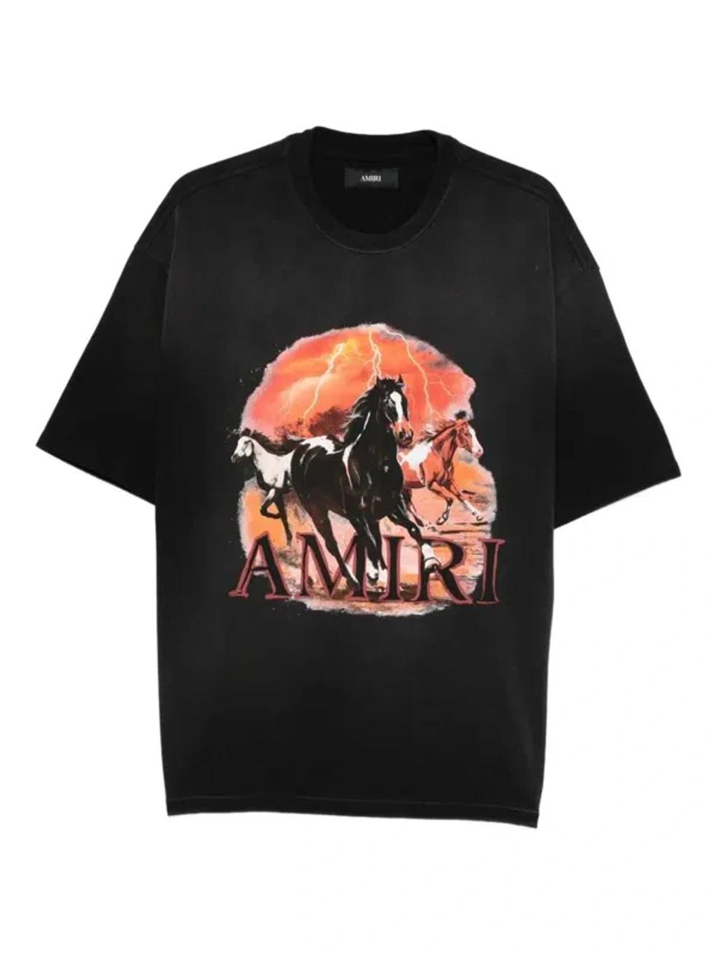 AMIRI Graphic Print Oversized Crewneck T-shirt Shirt In Black Product Image