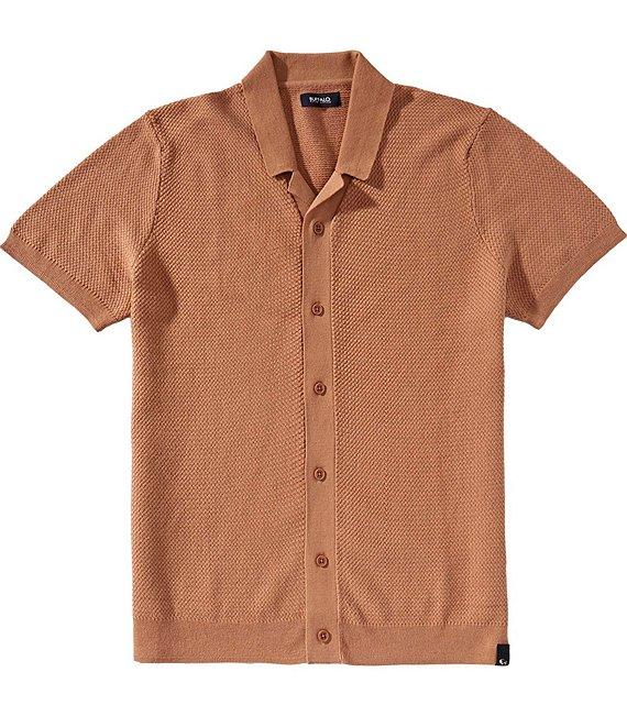 Buffalo David Bitton Wasko Men's Cable-Knit Short-Sleeve Button-Up Polo Shirt Product Image