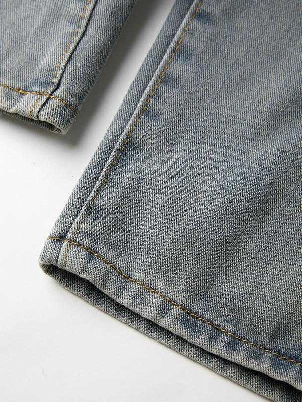 Men's Street Distressed Raw Trim Loose Jeans Product Image