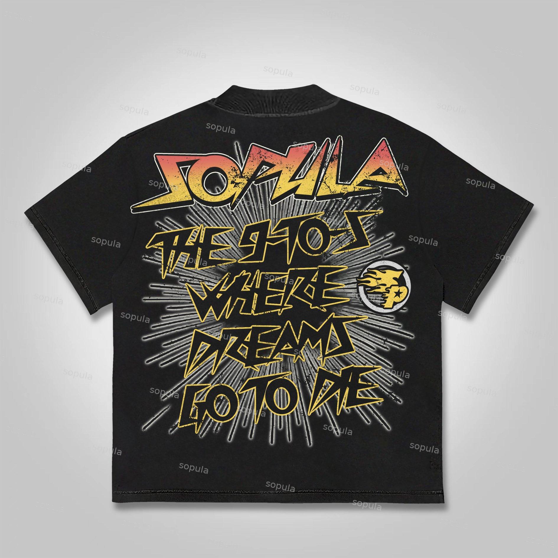 Sopula The 9-To-5, Where Dreams Go To Die Vintage Skull Graphics Cotton T-Shirt Product Image