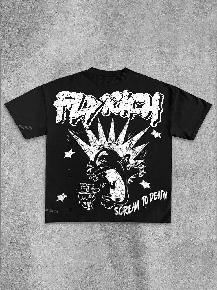 Sopula Retro Fly Rich Graphic Roaring Print T-Shirt Product Image