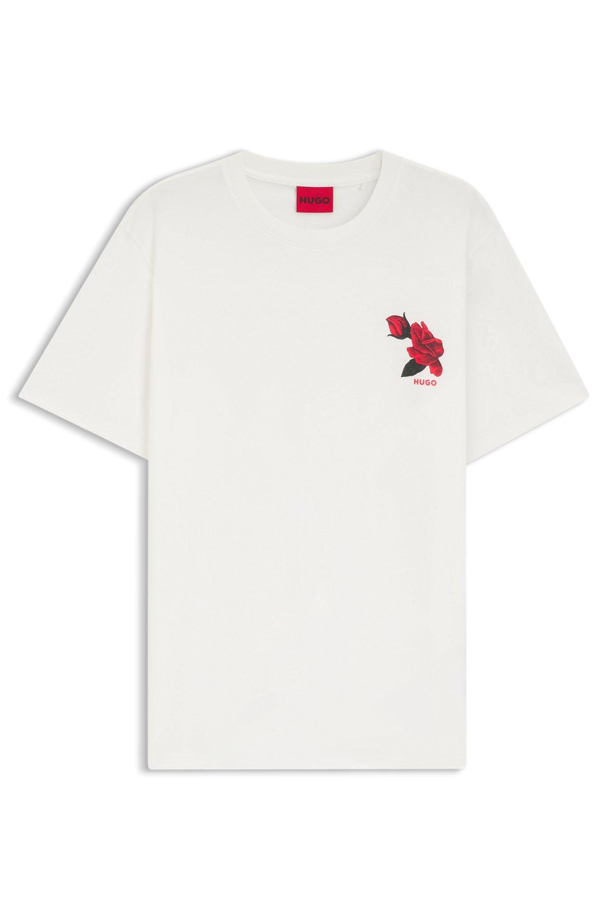 Rose-artwork T-shirt in cotton jersey Product Image