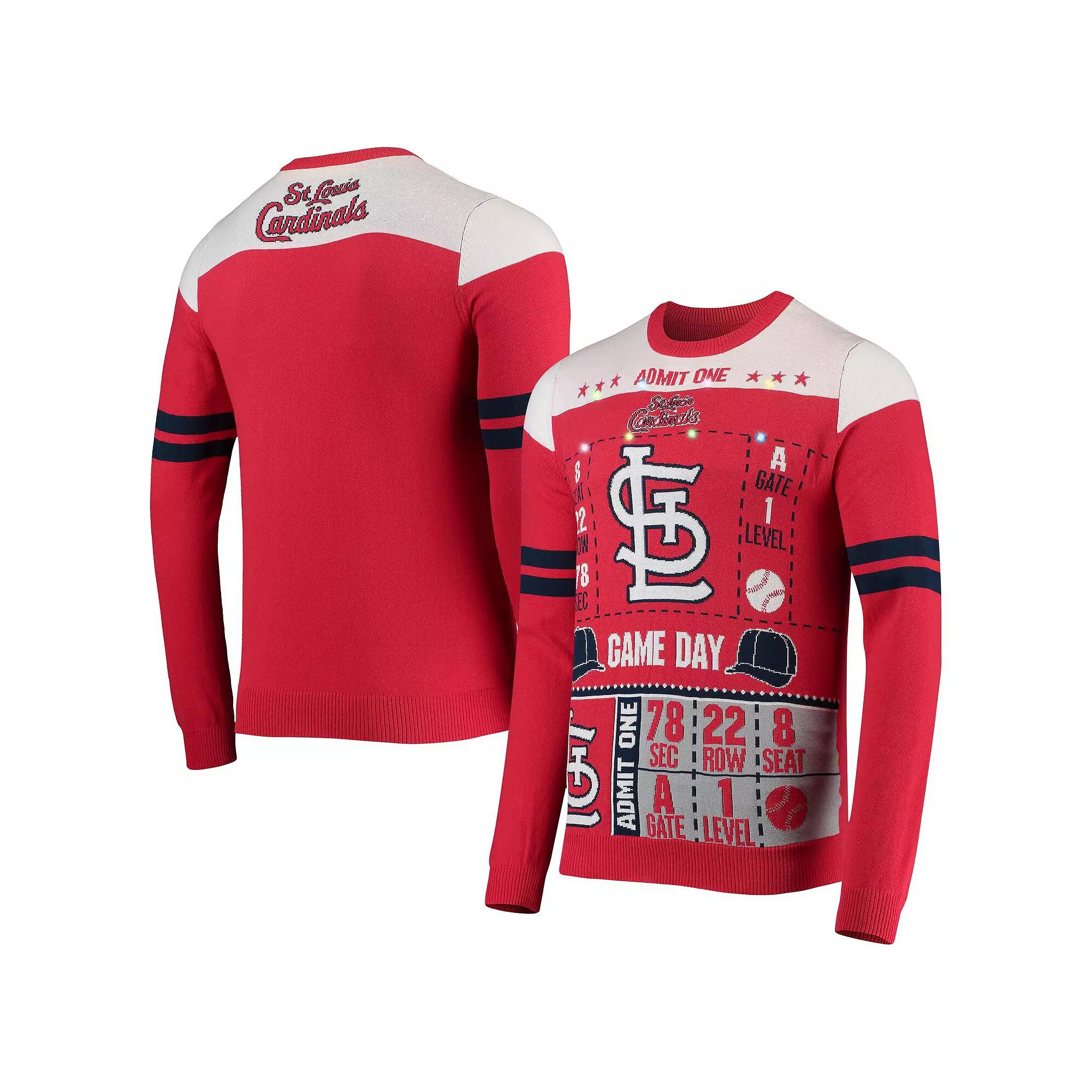 Men's FOCO Red St. Louis Cardinals Ticket Light-Up Ugly Sweater, Size: XL Product Image