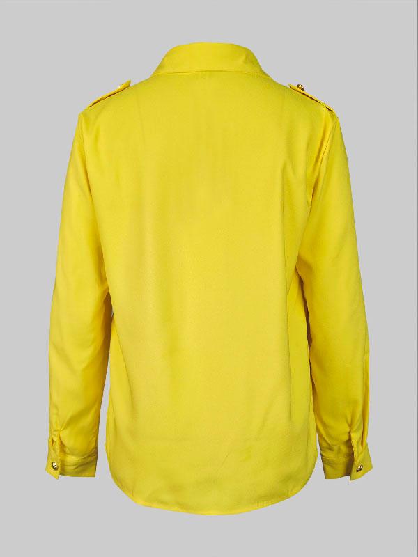 Long Sleeves Loose Asymmetric Buttoned Lapel Blouses&Shirts Tops Product Image