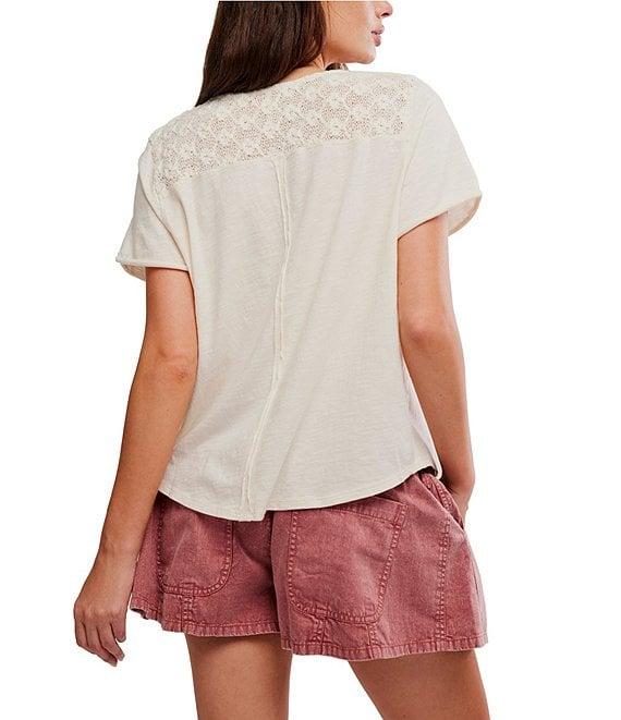 Free People Heirloom Henley Neck Short Sleeve Tee Product Image