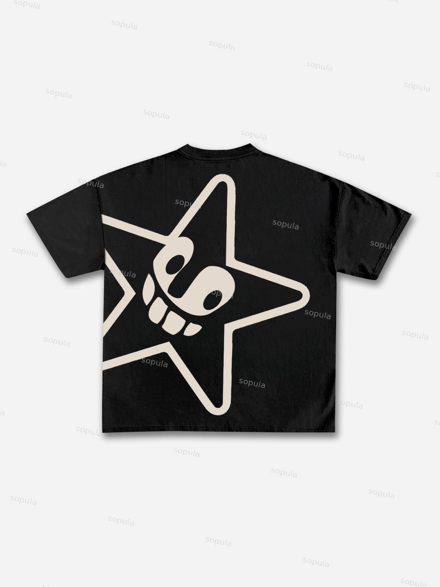 Wealthy Colorful Flame Money Skull Graphic Cotton T-shirt Product Image