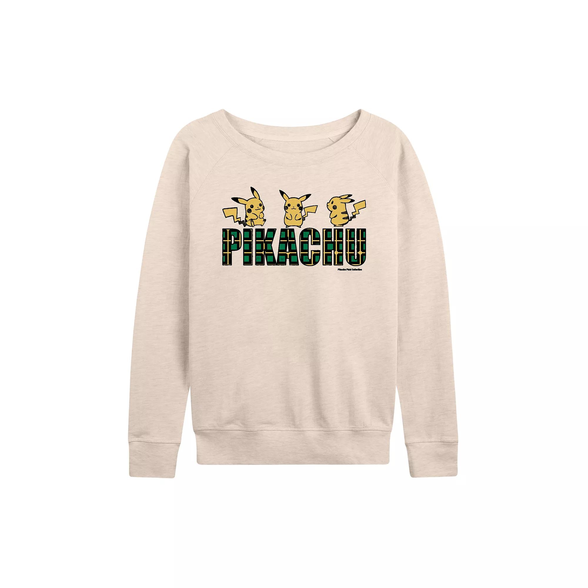 Women's Pokemon Plaid Pikachu French Terry Long Sleeve Tee,  Product Image