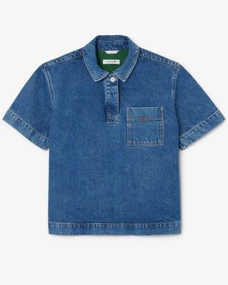 Oversized Denim Polo Shirt Product Image