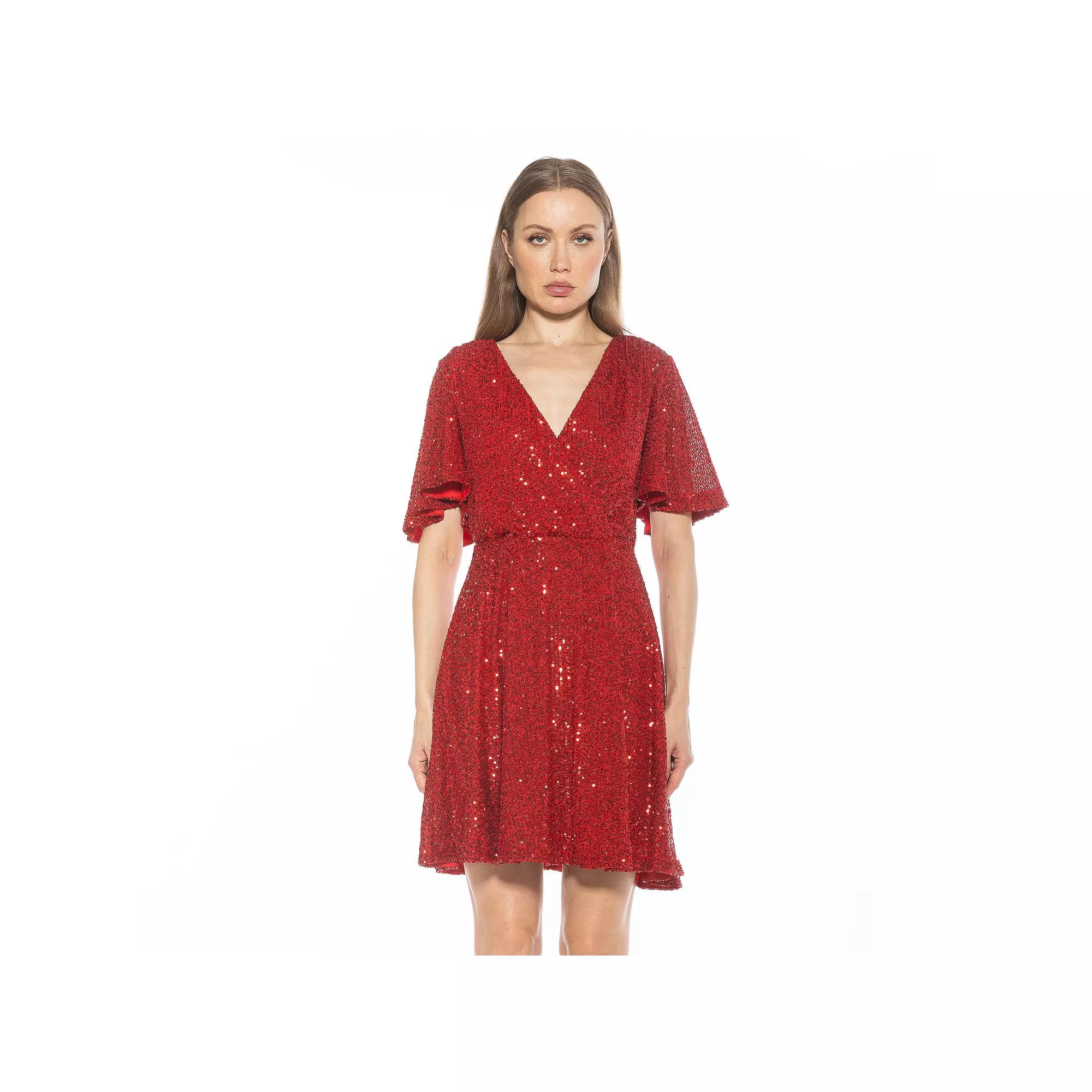 Women's ALEXIA ADMOR Oakless Flutter Sleeve Fit & Flare Dress,  Product Image