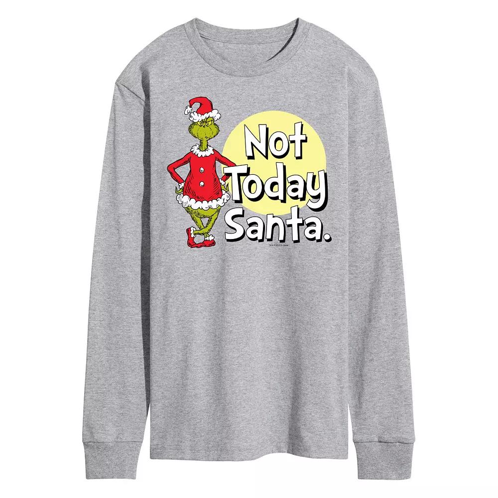 Men's Dr. Seuss Grinch Not Today Santa Long Sleeve Tee,  Product Image