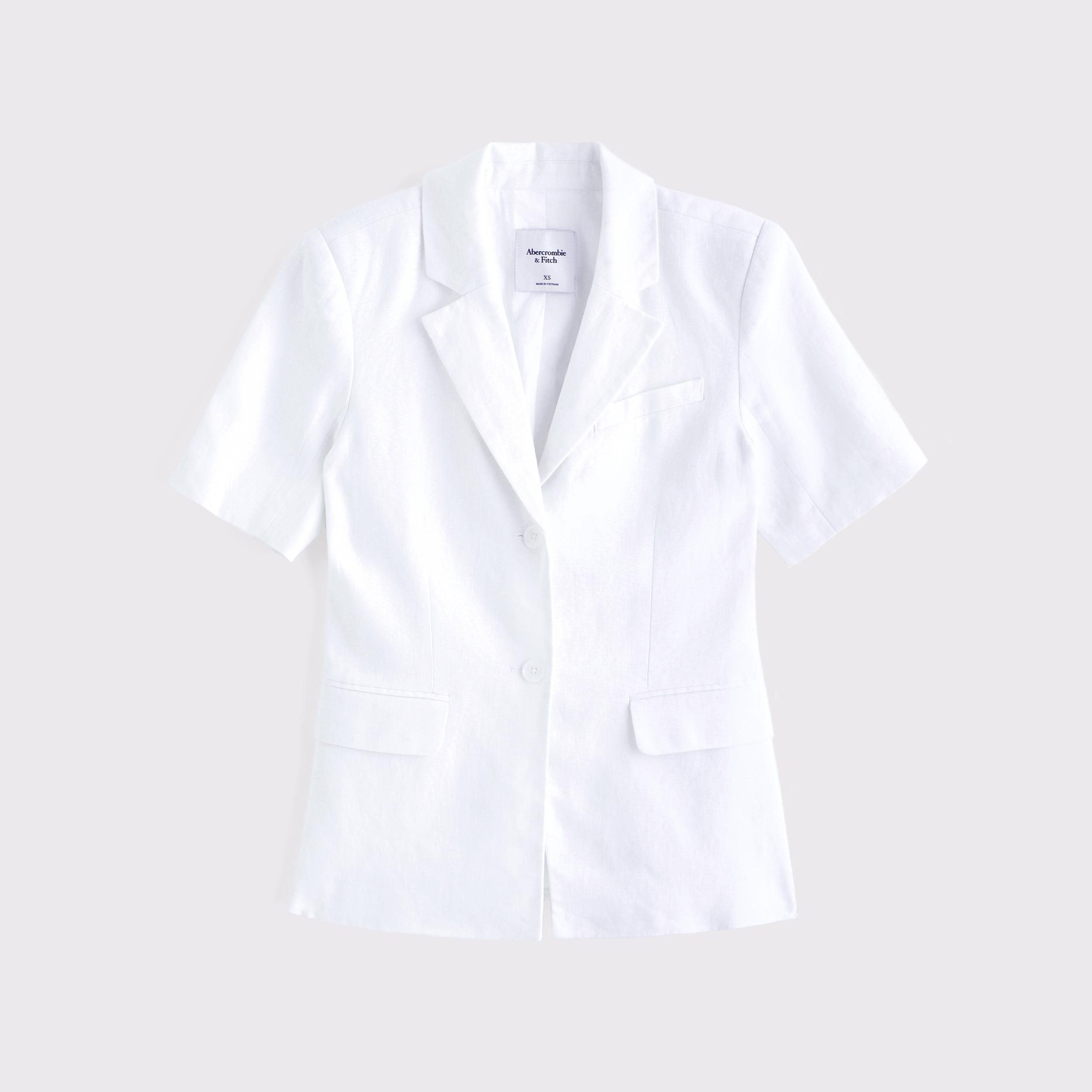 Short-Sleeve Premium Linen Blazer Product Image