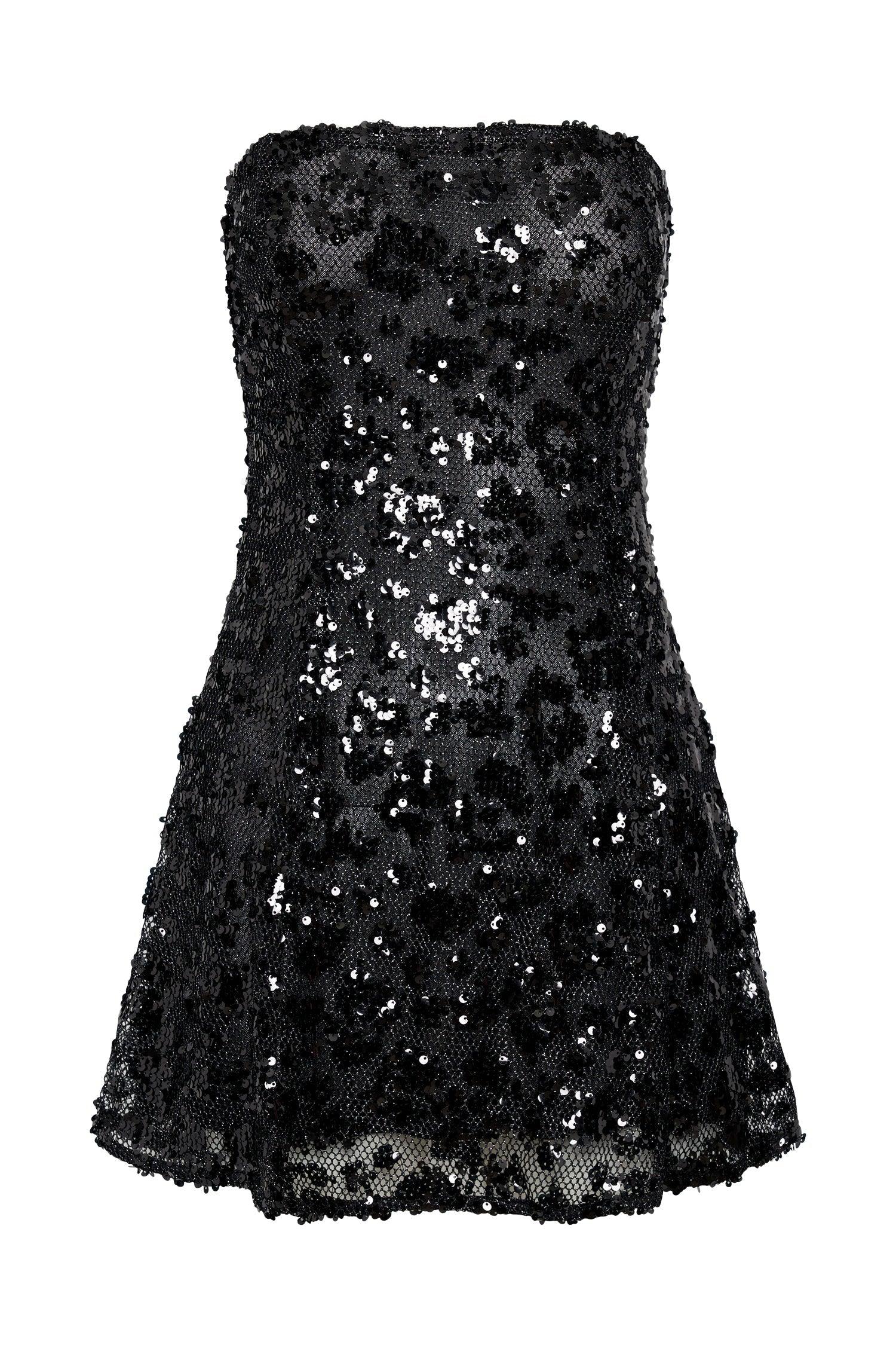 Everleigh Strapless Sequin Mini Dress - Black Product Image