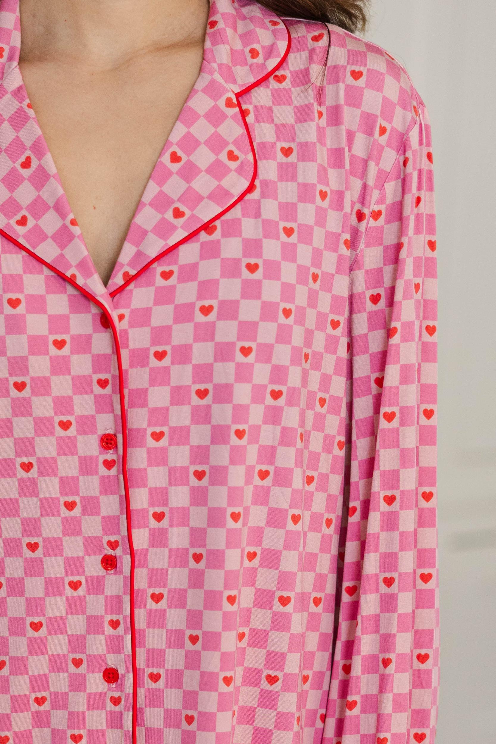 Cozy Moments Pink Gingham Pajama Set Female Product Image