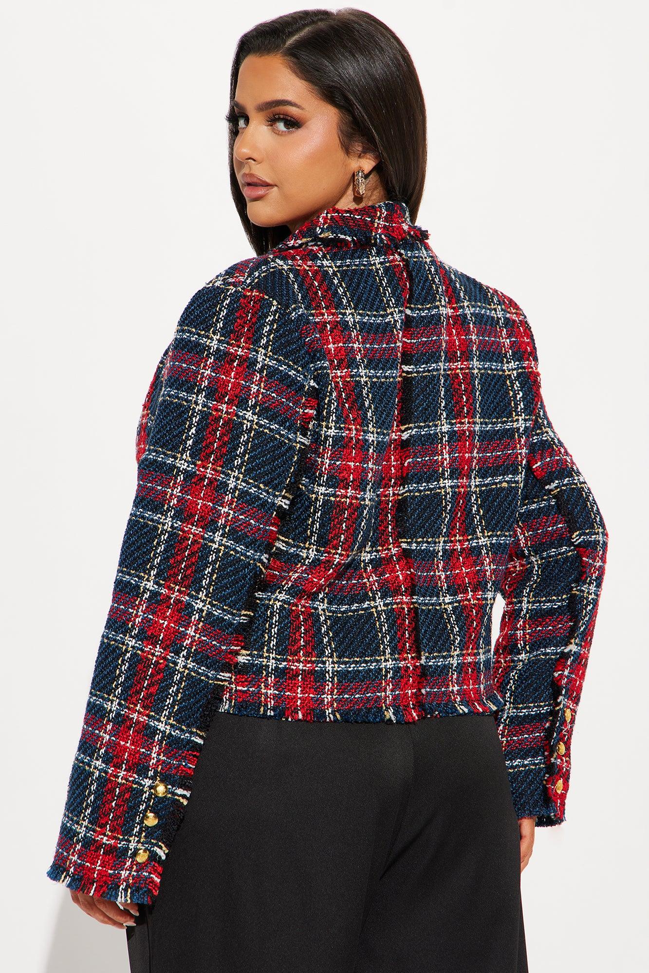 About Her Business Tweed Blazer - Navy/combo Product Image