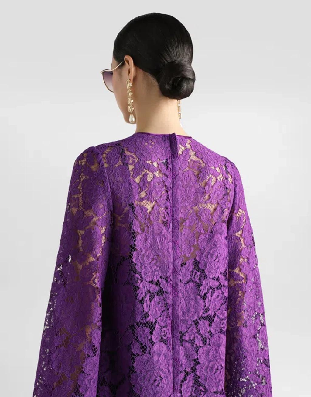 DOLCE & GABBANA Cordonetto Lace Short Dress In Purple Product Image